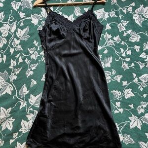 black vintage slip dress with lace details